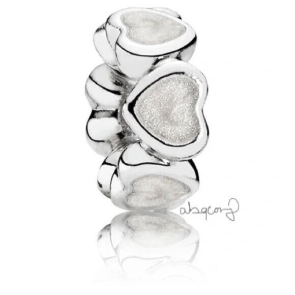 EUC Pandora Sterling Silver Abundance of Love Spacer w/ Silver Enamel - Picture 1 of 5